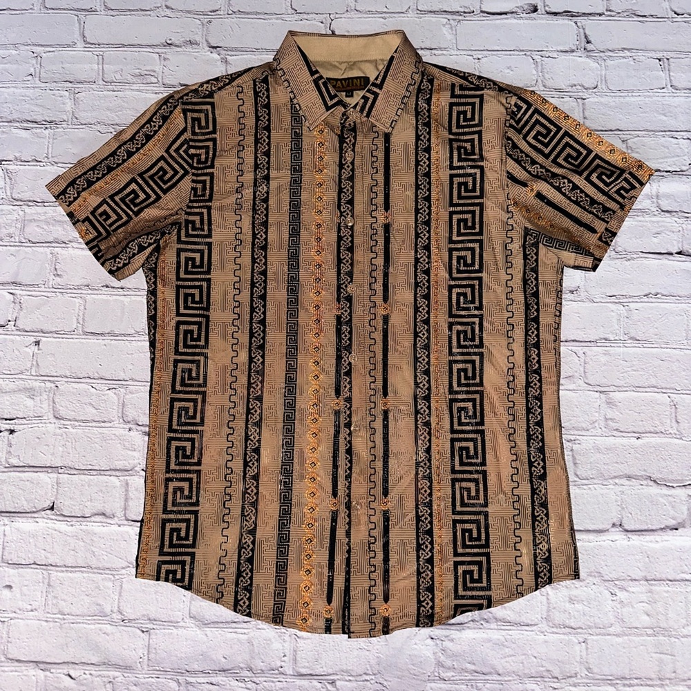 PAVINI Short Sleeve Button Up Shirt Luxury Men’s Size M